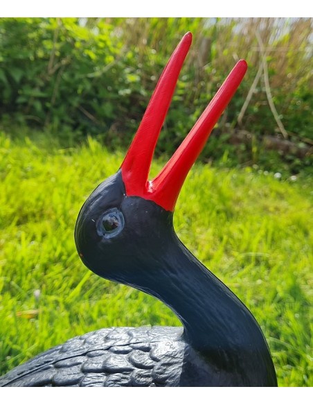 Figurine Cigogne Cliquetis noire H: 57cm en Plastique pour Jardin
