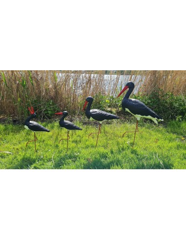 Figurine Cigogne Cliquetis noire H: 57cm en Plastique pour Jardin