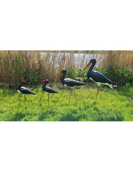 Figurine Cigogne Cliquetis noire H: 57cm en Plastique pour Jardin