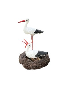 Nid de Cigogne Artificiel avec Couple H: 60cm - Décoration Jardin
