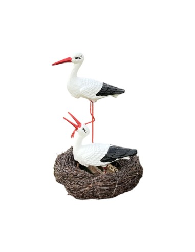 Nid de Cigogne Artificiel avec Couple H: 60cm - Décoration Jardin