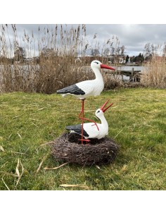 Nid de Cigogne Artificiel avec Couple H: 60cm - Décoration Jardin 2