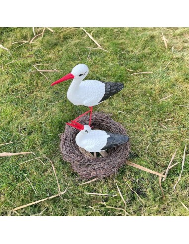 Nid de Cigogne Artificiel avec Couple H: 60cm - Décoration Jardin