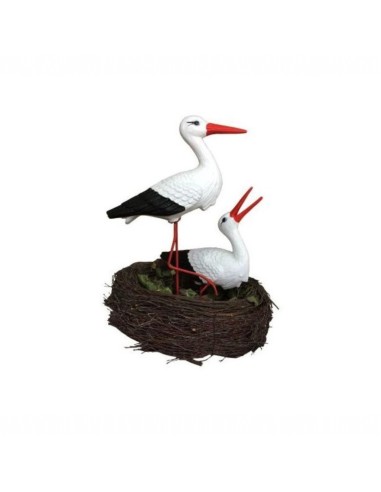 Nid de Cigogne Artificiel avec Couple H: 60cm - Décoration Jardin