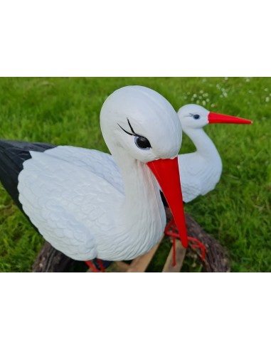 Nid de Cigogne Artificiel Famille 3 Cigognes H: 70cm - Décoration Jardin