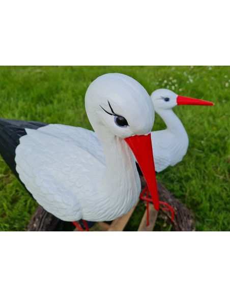 Nid de Cigogne Artificiel Famille 3 Cigognes H: 70cm - Décoration Jardin