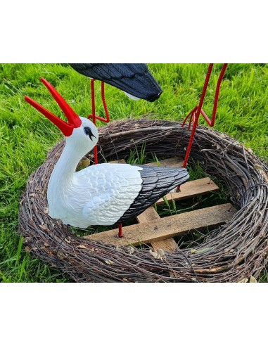 Nid de Cigogne Artificiel Famille 3 Cigognes H: 70cm - Décoration Jardin