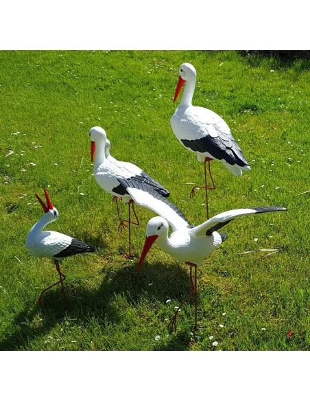 Famille de 5 Cigognes : Kit de Jardin XXL (dont 1 en Vol)