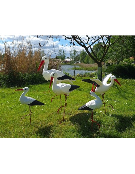 Famille de 5 Cigognes : Kit de Jardin XXL (dont 1 en Vol)