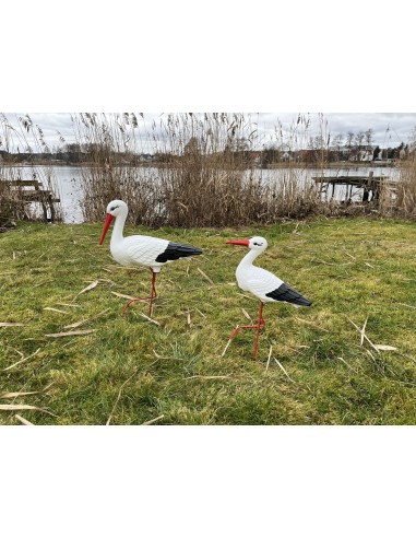 Duo de Cigognes : Statues Moyenne et Petite (Jardin)
