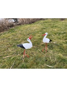 Duo de Cigognes : 1 Cliquetis + 1 Petite (Déco Jardin)