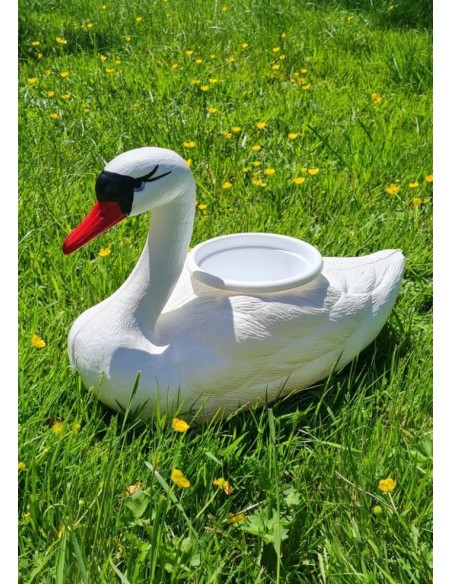 Déco Cygne Flottant : Statue et Cache-pot de Jardin (27 cm)