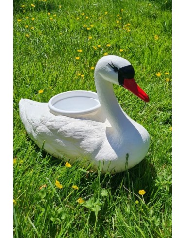 Déco Cygne Flottant : Statue et Cache-pot de Jardin (27 cm)