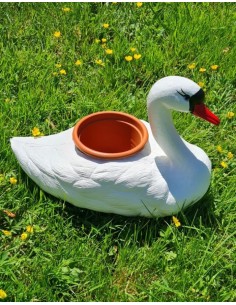 Déco Cygne Flottant : Cache-pot de Jardin (Finition Marron) 27 cm 2
