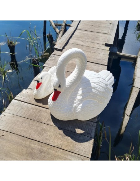 Grand Cygne Déco : Statue Flottante Réaliste (47 cm)
